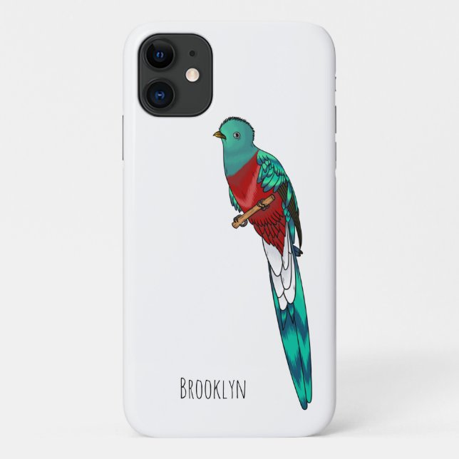 Coques Case-Mate iPhone Illustration d'oiseau de quetzal resplendissant (Dos)
