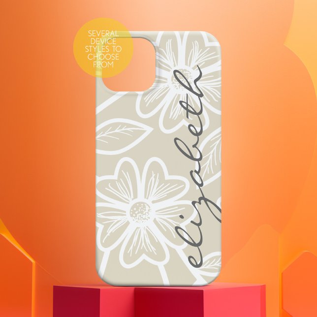 Coques Case-Mate iPhone Illustration du lin beige et charbon de bois Nom (Personalized Phone Case - Many Device Styles to Choose From)