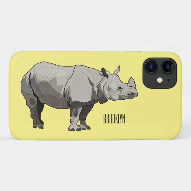 Coques Case-Mate iPhone Illustration du rhinocéros de Javan (Dos (Horizontal))