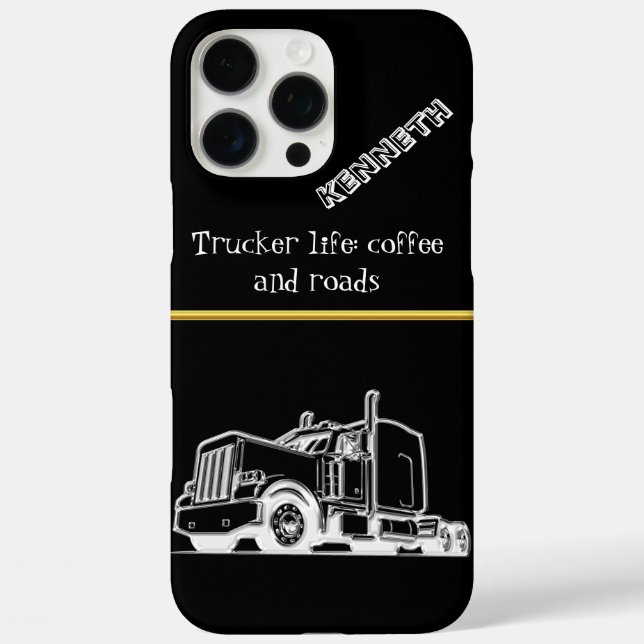 Coques Case-Mate iPhone Illustration du semi-camion en or brillant (Verso)