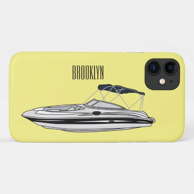 Coques Case-Mate iPhone Illustration d'un bateau à moteur (Dos (Horizontal))