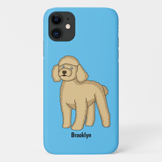 Coques Case-Mate iPhone Illustration d'un caniche brun joyeux (Dos)