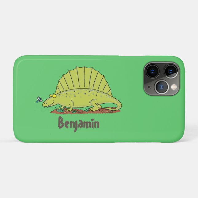 Coques Case-Mate iPhone Illustration d'un dimétrodon vert mignon (Dos (Horizontal))
