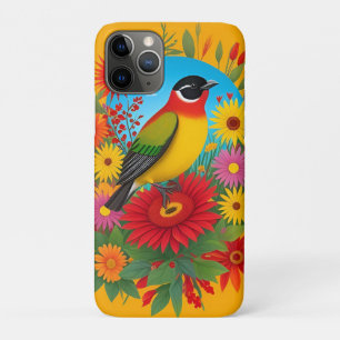 Case-Mate iPhone Case Illustration d'un oiseau coloré avec fond floral