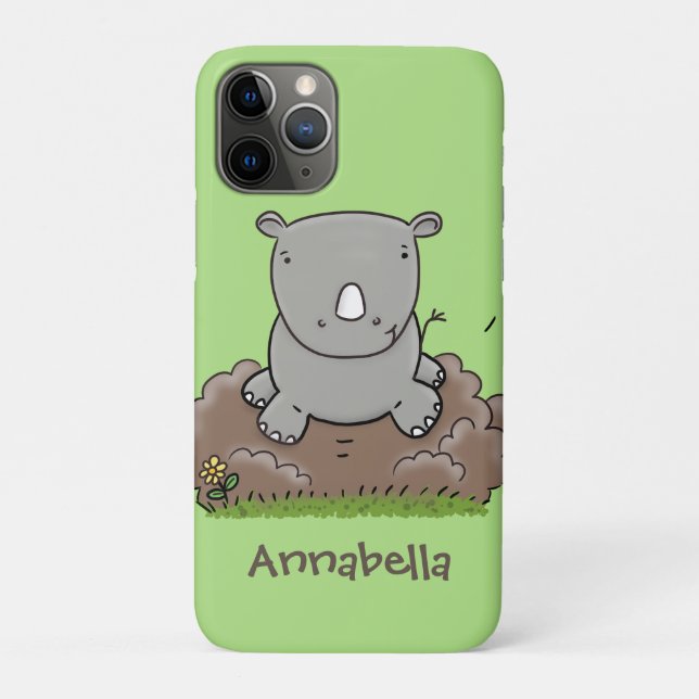 Coques Case-Mate iPhone Illustration d'un petit rhinocéros (Dos)