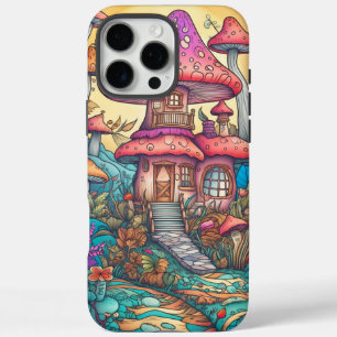 Coque iPhone 16 Pro Max Illustration d'une cabane de champignons créative