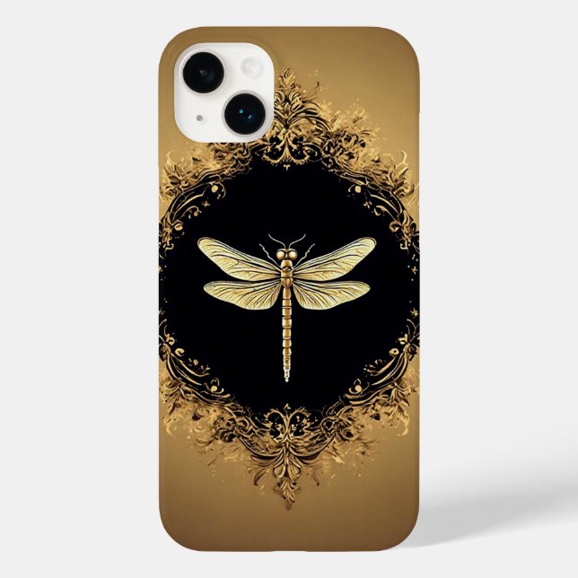 Coques Case-Mate iPhone Illustration élégante de libellule en or (Verso)