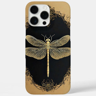 Coque iPhone 16 Pro Max Illustration élégante de libellule en or