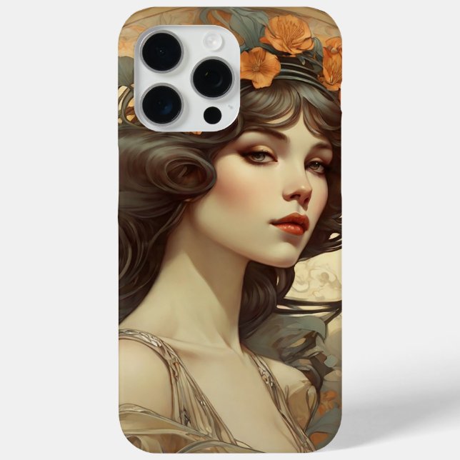 Coques Case-Mate iPhone Illustration féminine avec Art Nouveau (Verso)