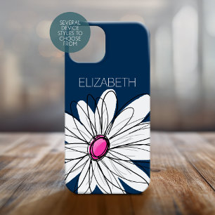 Coque Pour iPhone 15 Illustration florale de la marguerite - rose marin