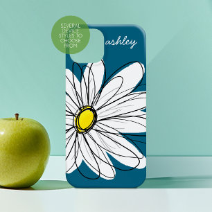 Coque Case-Mate iPhone Illustration florale de marguerite tendance - bleu