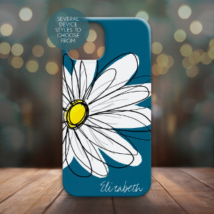 Coque Case-Mate iPhone Illustration florale de marguerite tendance - bleu