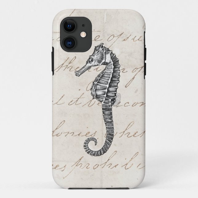 Coques Case-Mate iPhone Illustration hawaïenne d'hippocampe de 1800s (Dos)