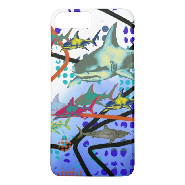 Coques Case-Mate iPhone illustration numérique des requins (Dos)