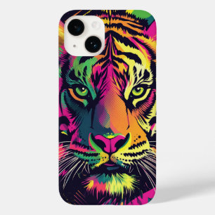 Coque Case-Mate iPhone Illustration Pop Art Tiger avec des couleurs néon