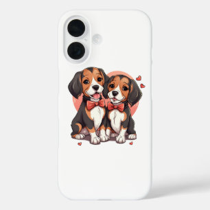 Coque Pour iPhone 16 Illustration romantique de l'amour du Beagle chiot