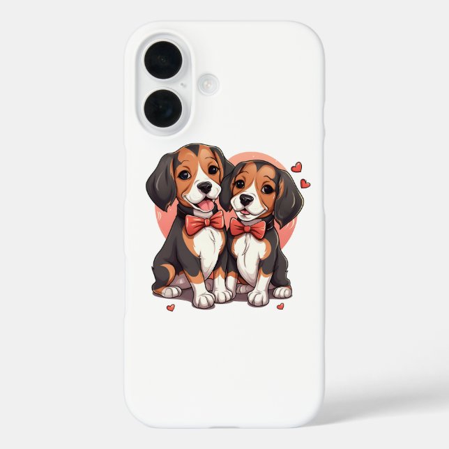 Coques Case-Mate iPhone Illustration romantique de l'amour du Beagle chiot (Verso)