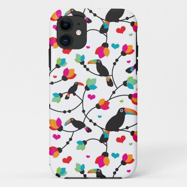Coques Case-Mate iPhone illustration tropicale d'oiseau mignon de toucan (Dos)