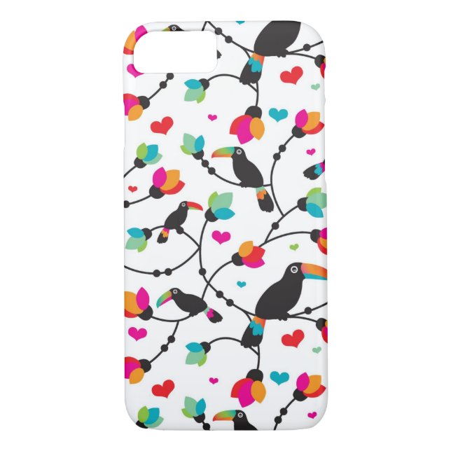 Coques Case-Mate iPhone illustration tropicale d'oiseau mignon de toucan (Dos)
