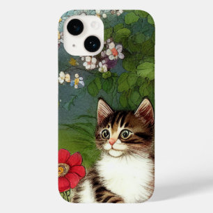 Coque Case-Mate iPhone Illustration vintage de chat avec fleurs de printe