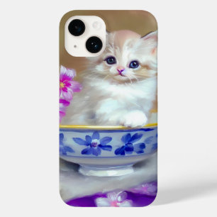 Coque Case-Mate iPhone Illustration vintage de chaton blanc