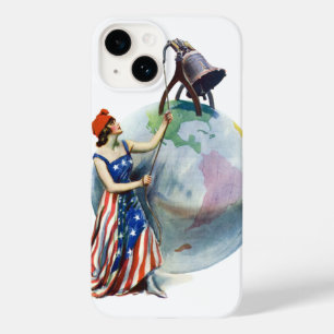 Coque Case-Mate iPhone Illustration vintage patriotique de Lady Liberty e