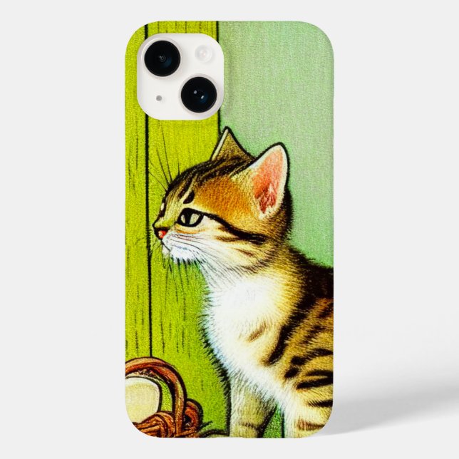 Coques Case-Mate iPhone Illustration vintage Tabby Cat (Verso)