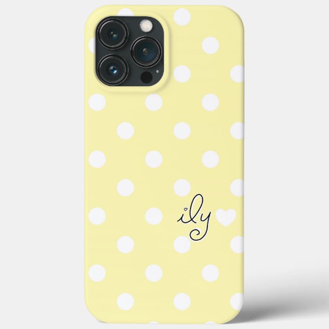 Coques Case-Mate iPhone ILY - Je t'aime - Pois & Coeur - Jaune - (Verso)