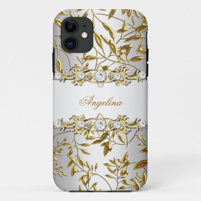 Coques Case-Mate iPhone Image de bijou en diamant or faux blanc argenté (Dos)