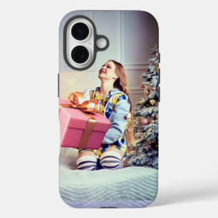 Coque Pour iPhone 16 Image hiver de Noël avec une fille iPhone / iPad c