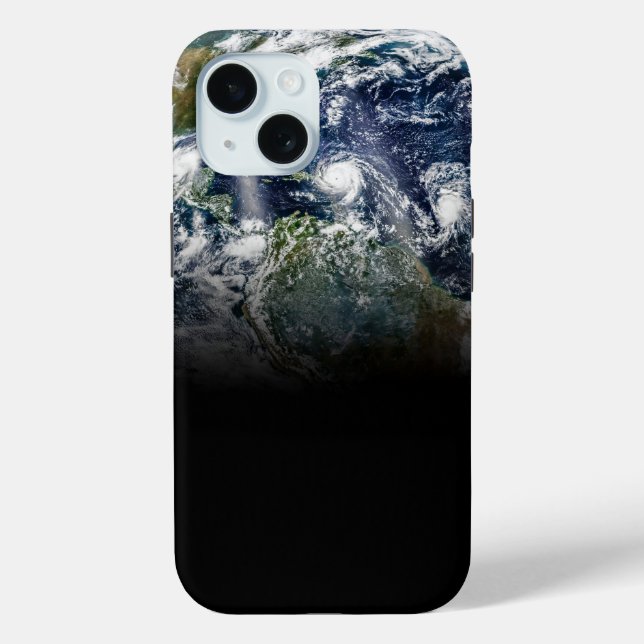 Coques Case-Mate iPhone Image Mosaïque De La Planète Terre Avec 3 Ouragans (Verso)