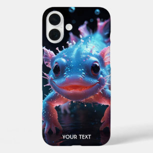 Coque Pour iPhone 16 Plus Imaginaire bleu mignon Axolotl souriant