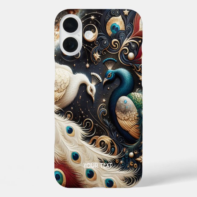 Coques Case-Mate iPhone Imaginaire Cute Peacocks Crescent Plumes (Verso)