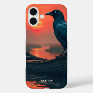 Coque Pour iPhone 16 Plus Imaginaire Cute Sunset Boat Raven