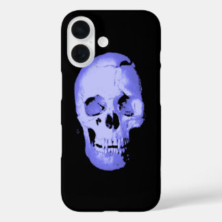 Coque Pour iPhone 16 Imaginaire d'art Pop Crâne bleu