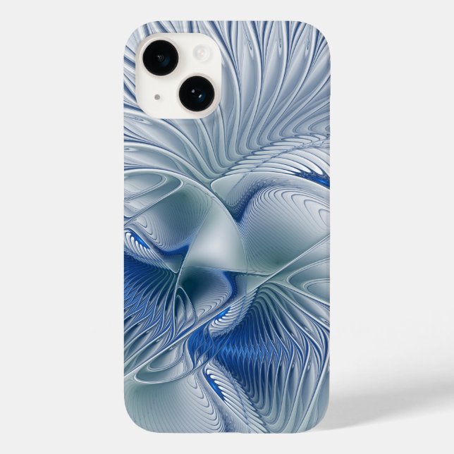 Coques Case-Mate iPhone Imaginaire dynamique tons bleus Abstraits Art frac (Verso)