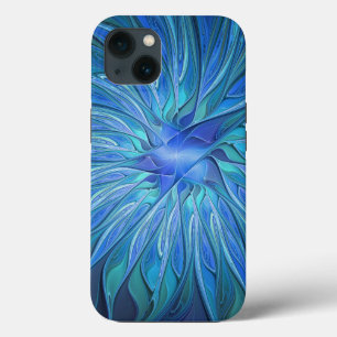 Case-Mate iPhone Case Imaginaire Fleur Bleue Motif, Art Fractal Abstrait