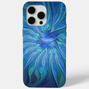 Coque Case-Mate iPhone Imaginaire Fleur Bleue Motif, Art Fractal Abstrait