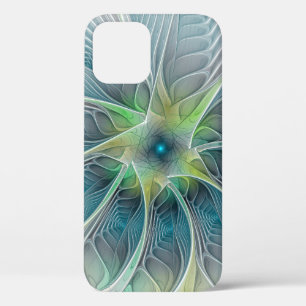 Case-Mate iPhone Case Imaginaire fleuri Moderne Bleu Vert Fractal Fleur