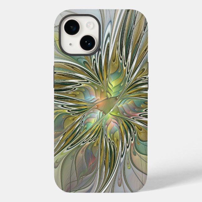 Coques Case-Mate iPhone Imaginaire Floral Fleur Art Fractal Moderne Avec O (Verso)