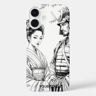 Coque Pour iPhone 16 Imaginaire mignon Samurai Geisha crayon