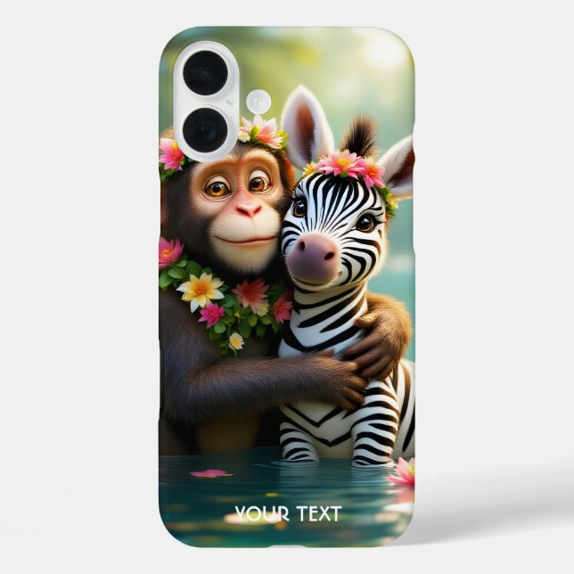 Coques Case-Mate iPhone Imaginaire mignon singe Zebra Hug (Verso)