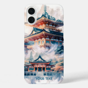 Coque Pour iPhone 16 Plus Imaginaire mignon Temple japonais Aquarelle