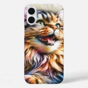 Coque Pour iPhone 16 Plus Imaginaire Mignonne Rire Happy Chat