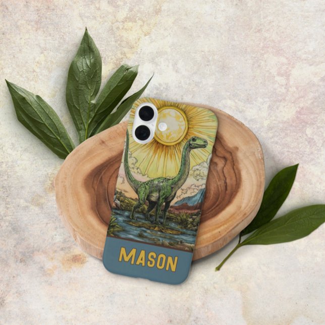 Coques Case-Mate iPhone Immense Illustration De Dinosaure Vert (Créateur téléchargé)