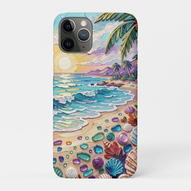 Coques Case-Mate iPhone Impasto Beach and Sea Glass Sunset and Sunrise (Dos)