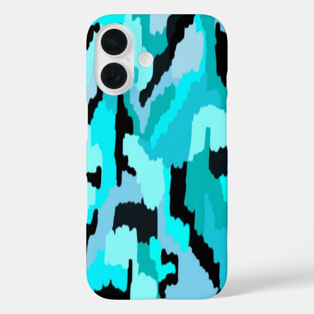 Coques Case-Mate iPhone Impression Abstraite turquoise et noire (Verso)