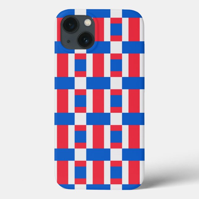 Coques Case-Mate iPhone Impression Blocée Rouge Blanc Et Bleu (Verso)