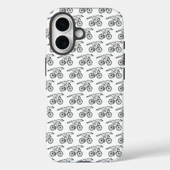 Coques Case-Mate iPhone Impression d'art du renard fantaisiste à bicyclett (Verso)