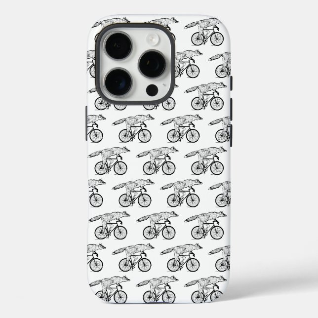 Coques Case-Mate iPhone Impression d'art du renard fantaisiste à bicyclett (Verso)